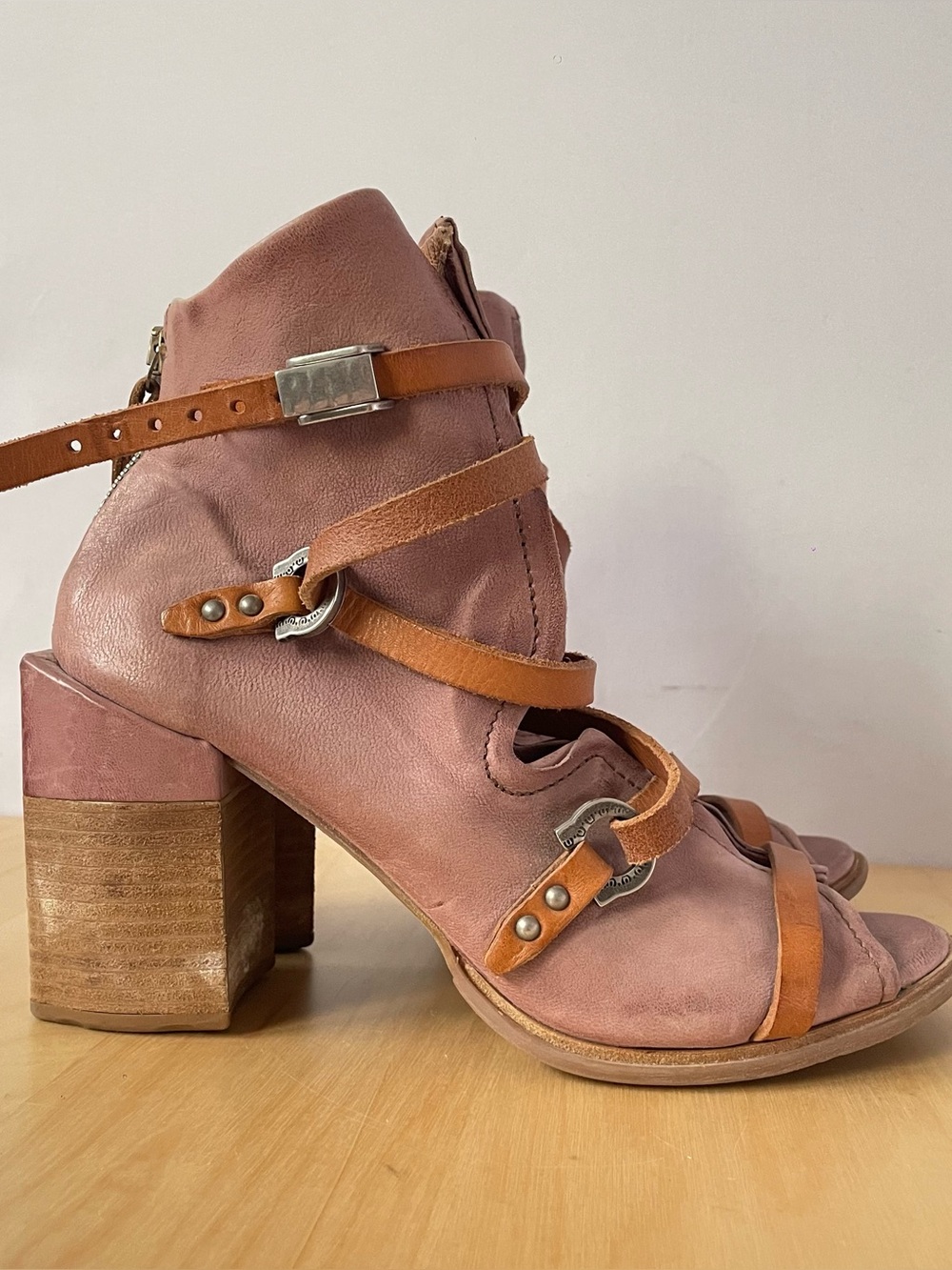 A.S.98. leather block-heel sandal bootie | EU 40